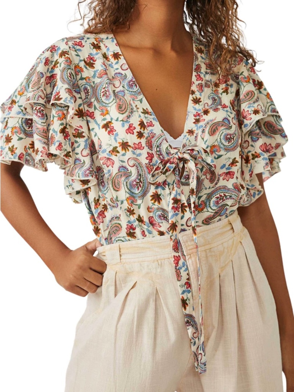 Free People Call Me Later Printed Bodysuit